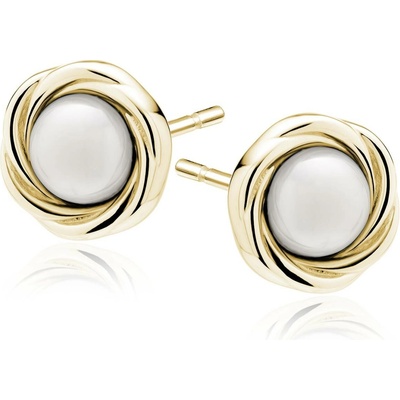 Lafira pozlacené stříbrné náušnice Circle Pearl Z2116EG