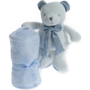 Gamberritos Бебешко одеяло Gamberritos - С играчка Мече, 80 х 110 сm, синьо (108811)