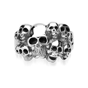 Šperky4U ocelový prsten s lebkami OPR1307