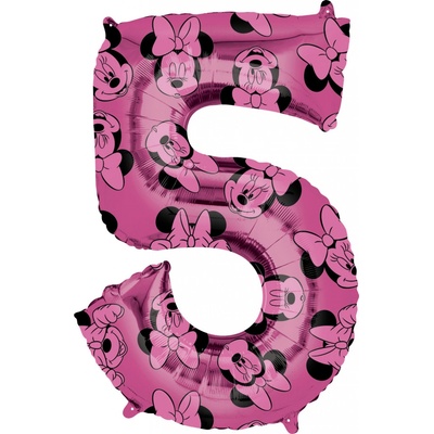 amscan Minnie Mouse balónek číslo 5 růžový 66 cm