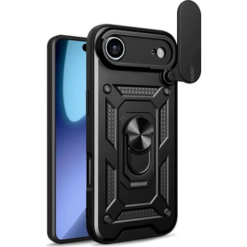 HQWear Hybrid Armor Camshield iPhone 17 Air Case със стойка и капак за камера - черен (5907769379383)