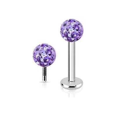 Šperky4U piercing do brady labreta s krystaly Crystals from SWAROVSKI LB1038-1208TZ