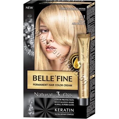 BELLE’FINE Боя за коса Belle'Fine, 8.1 Light Ash Blond, p/n BF-16308.1 - Крем-боя за коса с провитамин B5, светъл пепелно-руса (BF-16308.1)