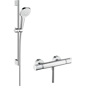 Hansgrohe Croma Select E - Душ комплект Vario с термостат, 3 струи, тръбно окачване 65 cm, бяло/хром 27081400 (27081400)