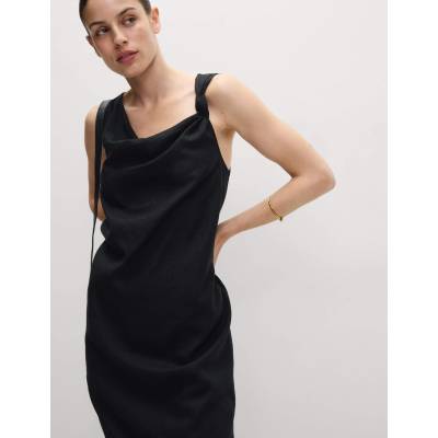 Marks & Spencer Текаща макси рокля с висок дял лен и връзване у врата Marks & Spencer черна Marks & Spencer | Cheren | ЖЕНИ | 10 REG