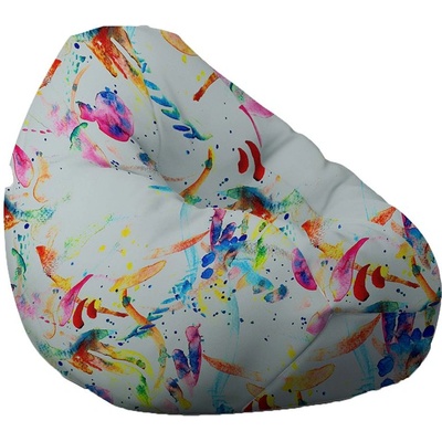 PUFRELAX Пуф круша, Водоустойчив, Перящ се калъф, Пълнеж от Полистиролни перли, принт, 320л (puf-g-ngr-texp-cul)