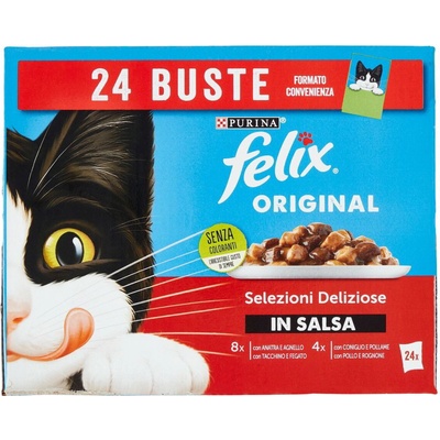 Felix chutné kúsky mäsa alebo rýb v lahodnej omáčke 24 ks 85 g