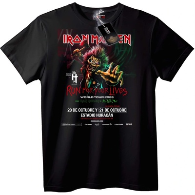 NOONEBRAND Тениска Iron Maiden Турне Бягай за Живота 2026 - XS, Black