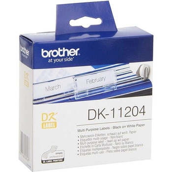 Brother Етикети Brother DK11204, мултифункционални, 17 x 54 mm, бели, 400 броя в ро (3030100600)