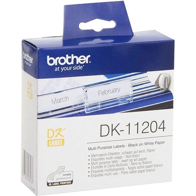 Brother Етикети Brother DK11204, мултифункционални, 17 x 54 mm, бели, 400 броя в ро (3030100600)