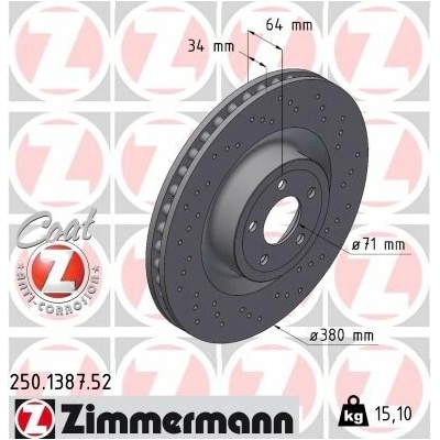 Brzdový kotúč ZIMMERMANN 250.1387.52 (250138752)