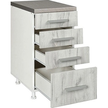 Matis Кухненски шкаф долен с четири чекмеджета in d40 f снежен дъб