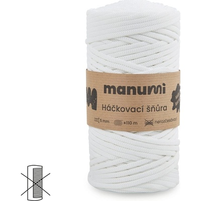 Manumi háčkovací polyesterová šňůra 5 mm bílá - 1 ks