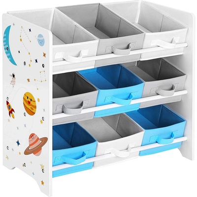 SONGMICS Regál na hračky 9 boxov vesmírne motívy 62 x 60 x 29 cm