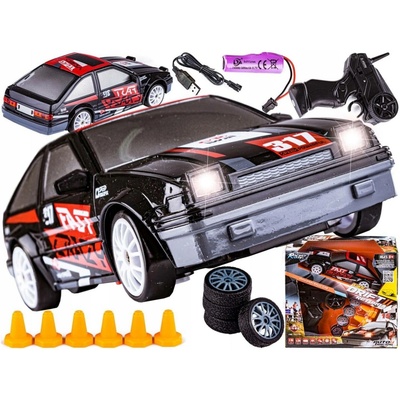 HB Toys Dálkově ovládaný vůz černý drift s osvětlením 1:24