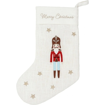 GREEN GATE Vánoční punčocha Nutcracker White Embroidered, bílá barva