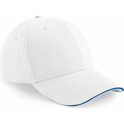 Beechfield B20 6 panelová sandwich "Athleisure" 53.002 white/bright royal