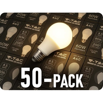 V-TAC E27 Led Žárovka, 8,5W, 806lm, A60/50-PACK studená bílá