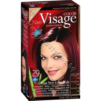 Боя за коса Visage Fashion Permanent Hair Color, 29 Garnet, p/n VI-206029 - Трайна крем-боя за коса, гранат (VI-206029)