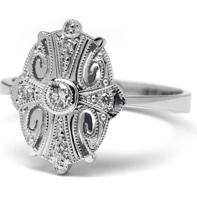 Klenoty Budín Ručně vyrobený prsten z bílého zlata s diamanty J 28473 17