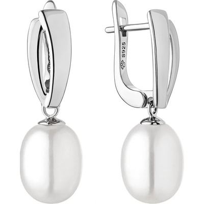 Gaura Pearls stříbrné náušnice s bílou řiční perlou Phoebe SK21364EL Bílá