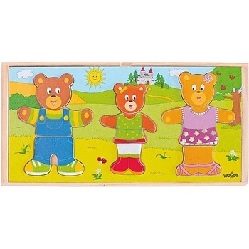 Image 1 of Woodyland Woody - Дървен пъзел - Мечета с дрехи