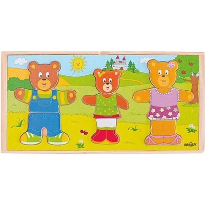 Woodyland Woody - Дървен пъзел - Мечета с дрехи