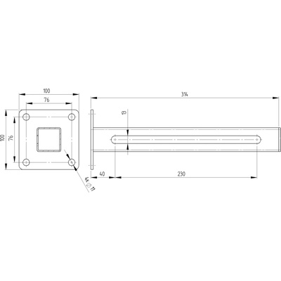 neuvedená Vedenie horné JP - Inox, L310mm, 100x100mm