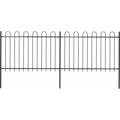 OMAXI Zahradní plot s obloukem nahoře ocelový 337 x 120 cm černý 710877
