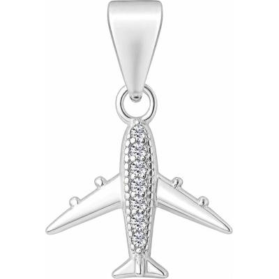 SILVEGO Stříbrný přívěsek letadlo Aviator s Brilliance Zirconia ADDP4729PS
