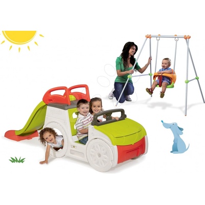 Smoby set preliezačka Adventure Car a hojdačka s kovovou konštrukciou 120 cm 840200-29