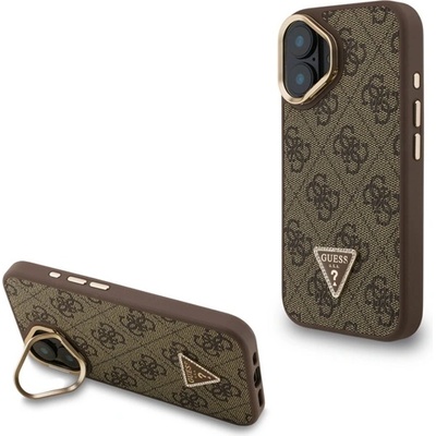 CG Mobile iPhone 16 GUESS PU 4G STRASS TRIANGLE LOGO STAND пластмасов протектор за телефон, удароустойчив, поддържащ, BARNA GUHMP16SPCS4GPTW (GUHMP16SPCS4GPTW)