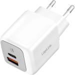 LogiLink двойно USB зарядно устройство, 1x USB-C (PD), 1x USB-A, 20 W, бяло