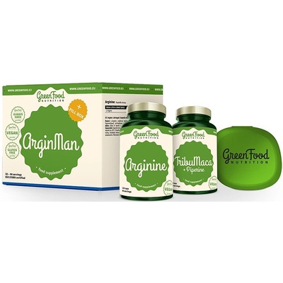 GreenFood Nutrition ArginMan GreenFood Nutrition Arginine regenerácia a rast svalov 120 kapsúl + GreenFood Nutrition TribuMaca kapsuly pre zdravú prostatu a podporu potencie 90 kapsúl