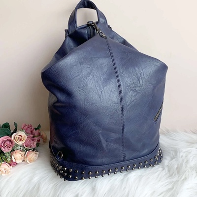 Синя Кожена Дамска Раница Модел-Х303