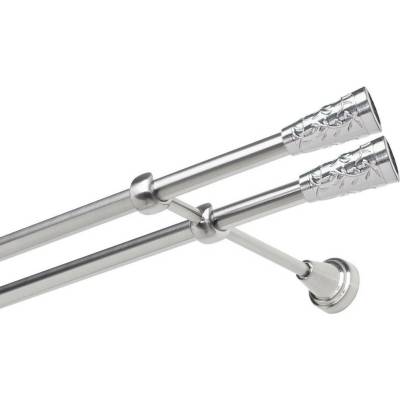 OK-GarnýžeCZ Garnýž kovová dvouřadá 19mm Sevilla double nerez 200 cm do stěny / na tunýlek - bez kroužků