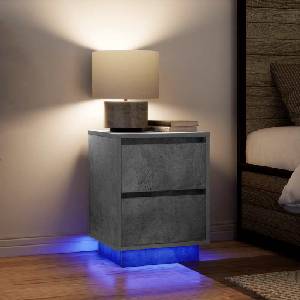 vidaXL Нощни шкафчета с LED осветление 2 бр. , бетонно сиво 38x34x50 cm (861290)