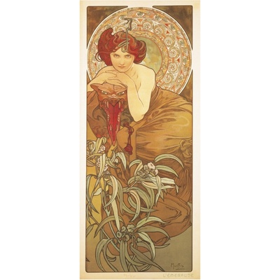 Pohlednice Alfons Mucha-Emerald-dlouhý A-9692