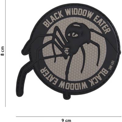 Gumová nášivka 101 Inc nápis Black Widdow Eater - sivá