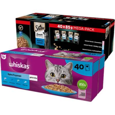 WHISKAS Adult/Sheba Sáčky s rybí příchutí 80x85 g