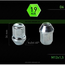 Matice na kola M12x1,5 kužel zavřená, klíč 19