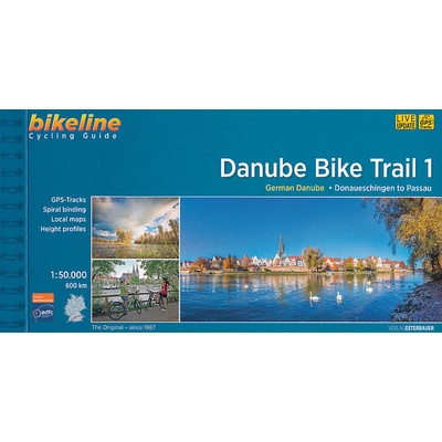 Esterbauer vydavatelství cykloprůvodce Danube Bike Trail 1, Donaueschingen-Passau, 1:50