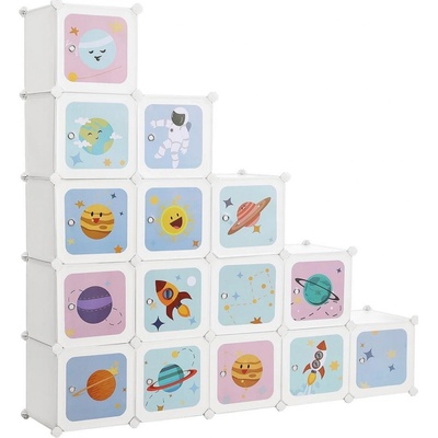 Songmics Organizér 15 boxov Vesmír 123 x 31 x 123 cm LPC902W
