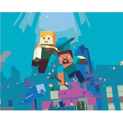 zuty Malování podle čísel MinecraftPod vodou 100 x 80 cm vypnuté plátno na rám