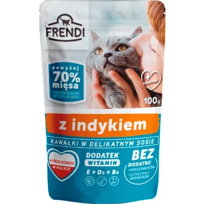 Frendi парченца в деликатен сос с пуйка за котки, 100 г