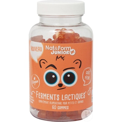 Nat&Form Пробиотик за Деца (2.5 млрд. активни пробиотици, 4 щама формула) 60 желирани таблетки, с вкус на праскова | Nat&Form (023115 (KID_60_PROBIOT))