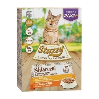 Stuzzy Cat Shreds Sterilized trhané kuracie a morčacie mäso 12 x 85 g