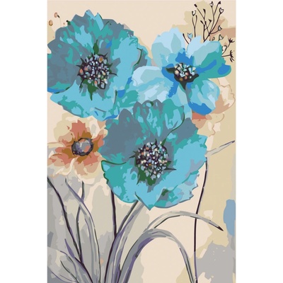 MALUJEŠ Malování podle čísel NAMODRALÉ VLČÍ MÁKY Rozměr 40 x 60 cm Rámování vypnuté plátno na rám