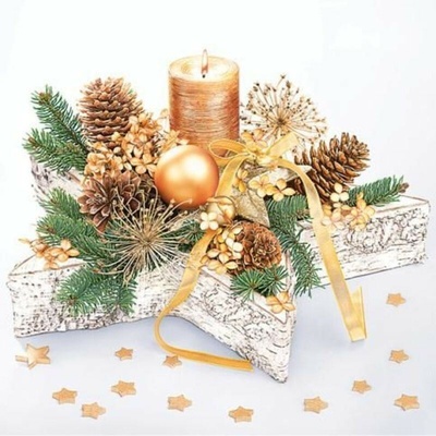 MAKI SLGW 018501 Golden Decor On Wooden Star servítky 3V vianočné 20ks 33x33cm
