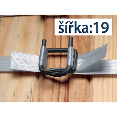 1000 ks - Spona viazacia pre polyesterovú pásku PES šírka 19 mm, drôtená B6, fosfát
